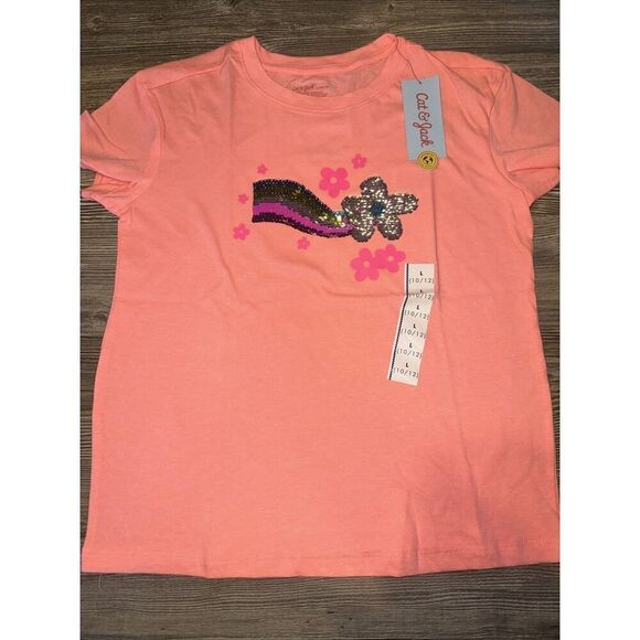 Cat & Jack Other - Girls' Flip Sequin 'Flower' Short Sleeve Graphic T-Shirt Large- Cat & Jack. Q